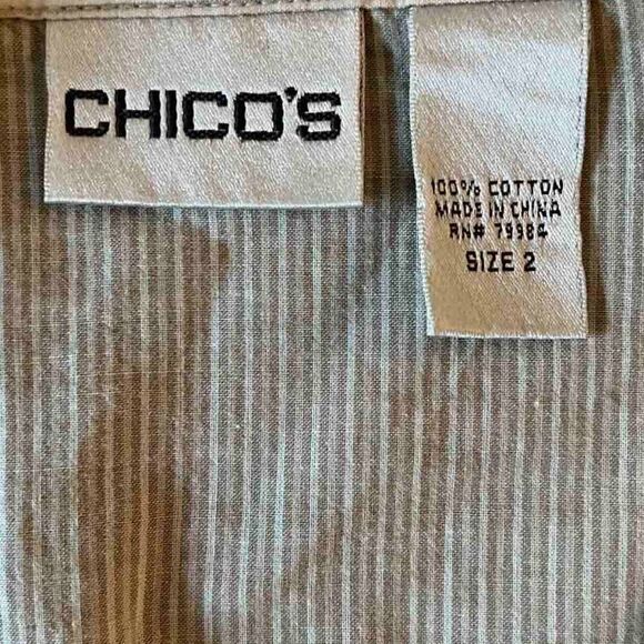 CHICO'S striped button down long sleeve blouse size 2 - Picture 2 of 11